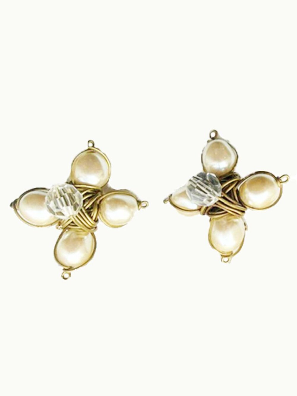Chunky Vintage Pearl and Crystal Earrings